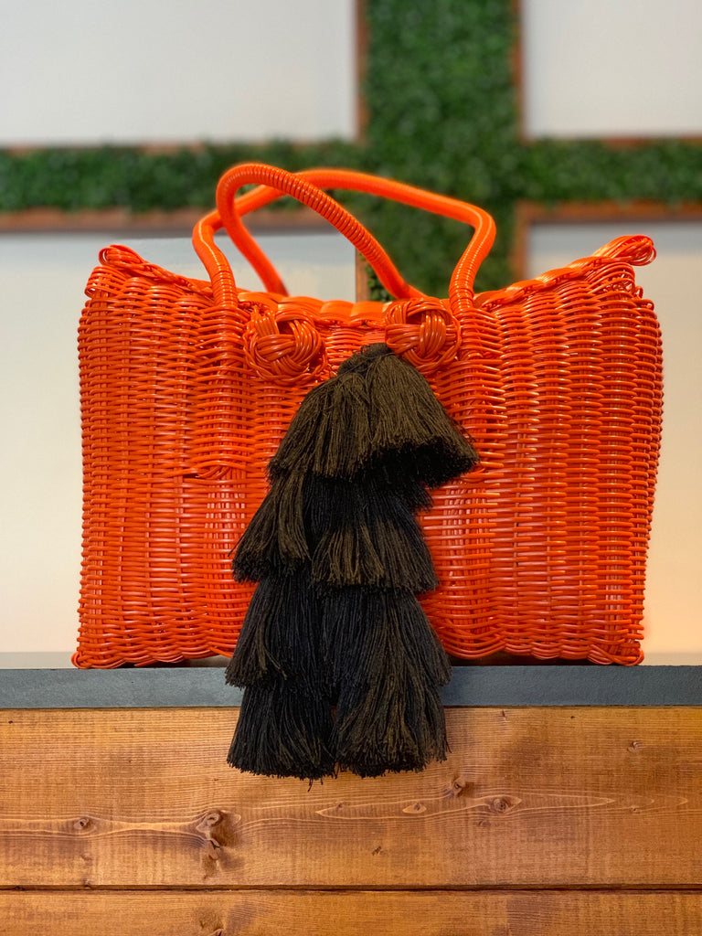 2503 - Woven Orange Picnic Basket