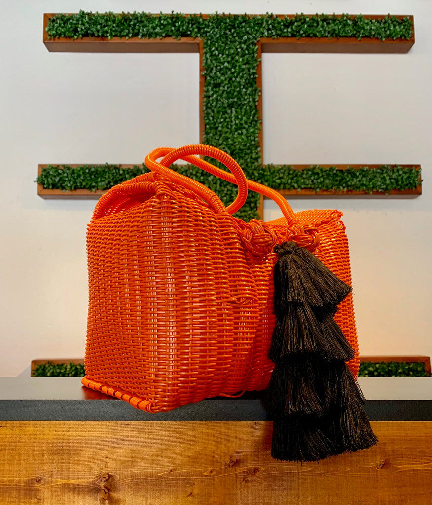 2503 - Woven Orange Picnic Basket